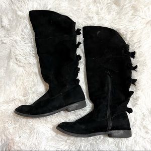 Cat & Jack Black Knotted Knee High Girls Boots